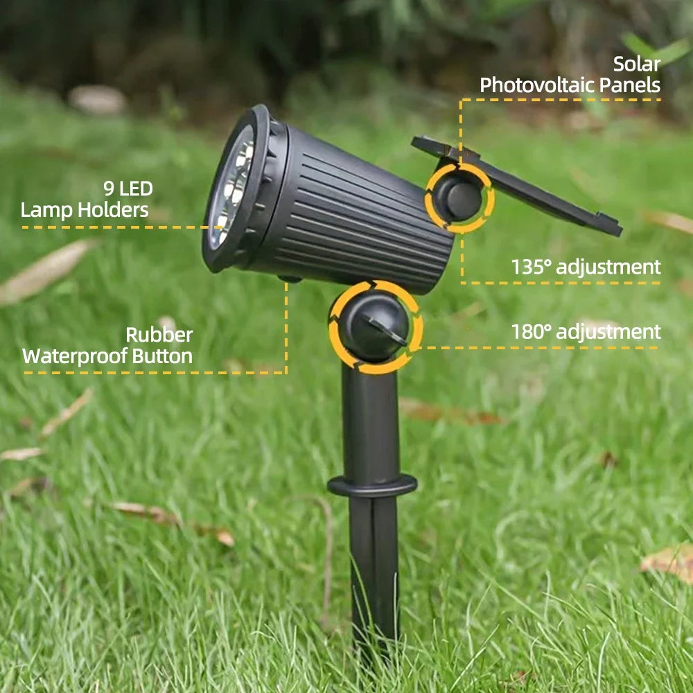 9-LED RGB Solar Spotlight